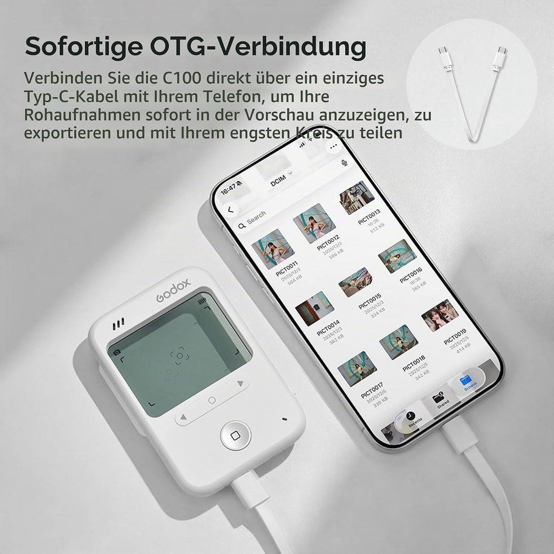 Godox C100 Belichtungsmesser Kamera mit transparentem Sucher und OTG | Optischer Sucher mit nahtlose
