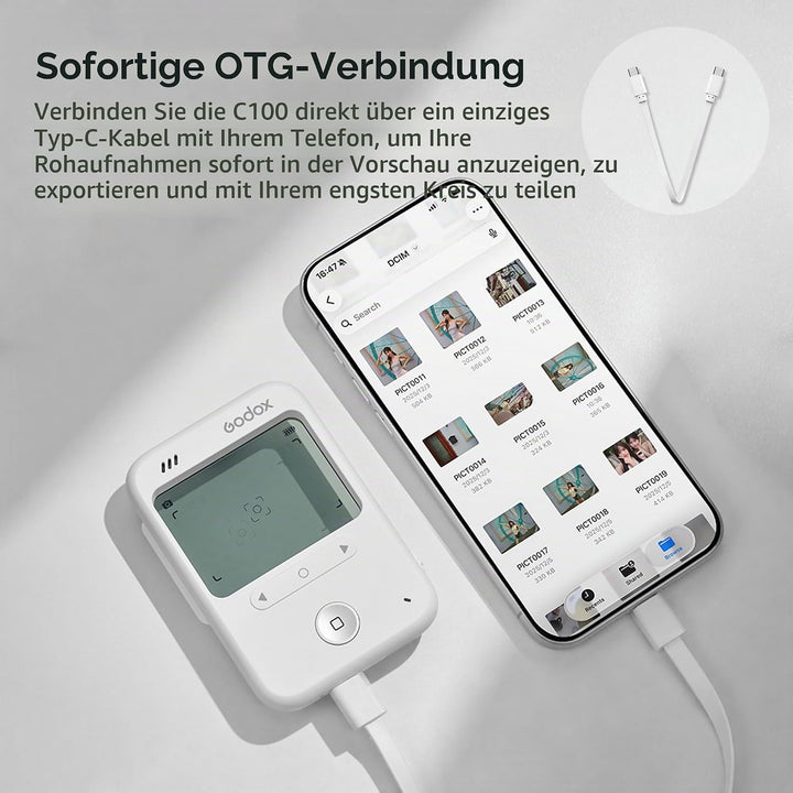 Godox C100 Belichtungsmesser Kamera mit transparentem Sucher und OTG | Optischer Sucher mit nahtlose