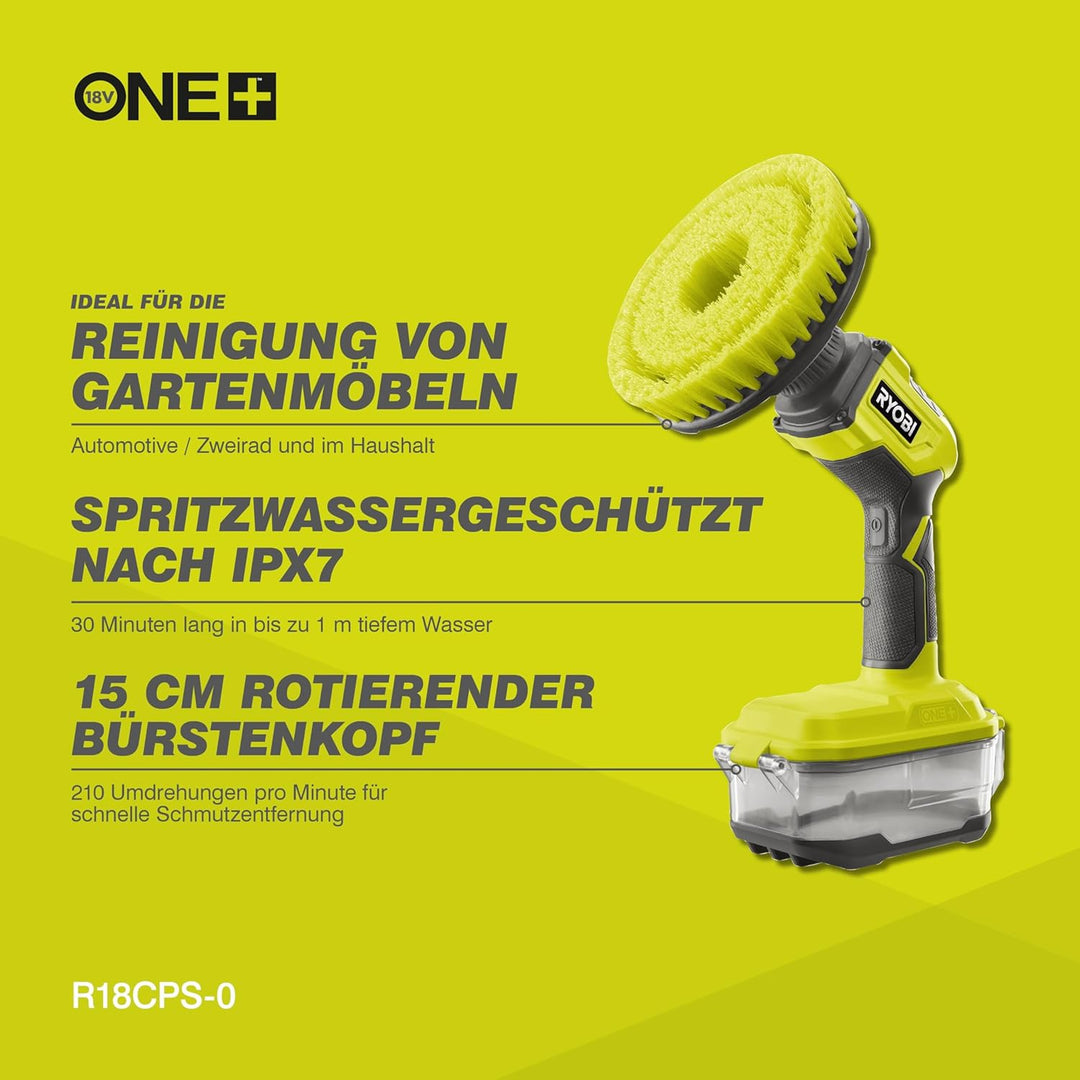 RYOBI 18 V ONE+ Akku-Reinigungsbürste R18CPS-0 (15 cm rotierender Borstenkopf, ohne Akku und Ladeger