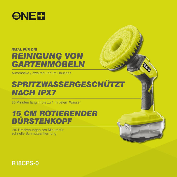 RYOBI 18 V ONE+ Akku-Reinigungsbürste R18CPS-0 (15 cm rotierender Borstenkopf, ohne Akku und Ladeger