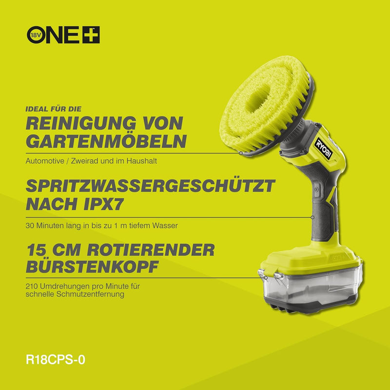 RYOBI 18 V ONE+ Akku-Reinigungsbürste R18CPS-0 (15 cm rotierender Borstenkopf, ohne Akku und Ladeger