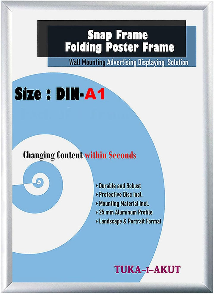 TUKA-i-AKUT 5er A1 Klapprahmen aus Aluminium 25 mm Profil, Plakatrahmen Wechselrahmen Poster Rahmen