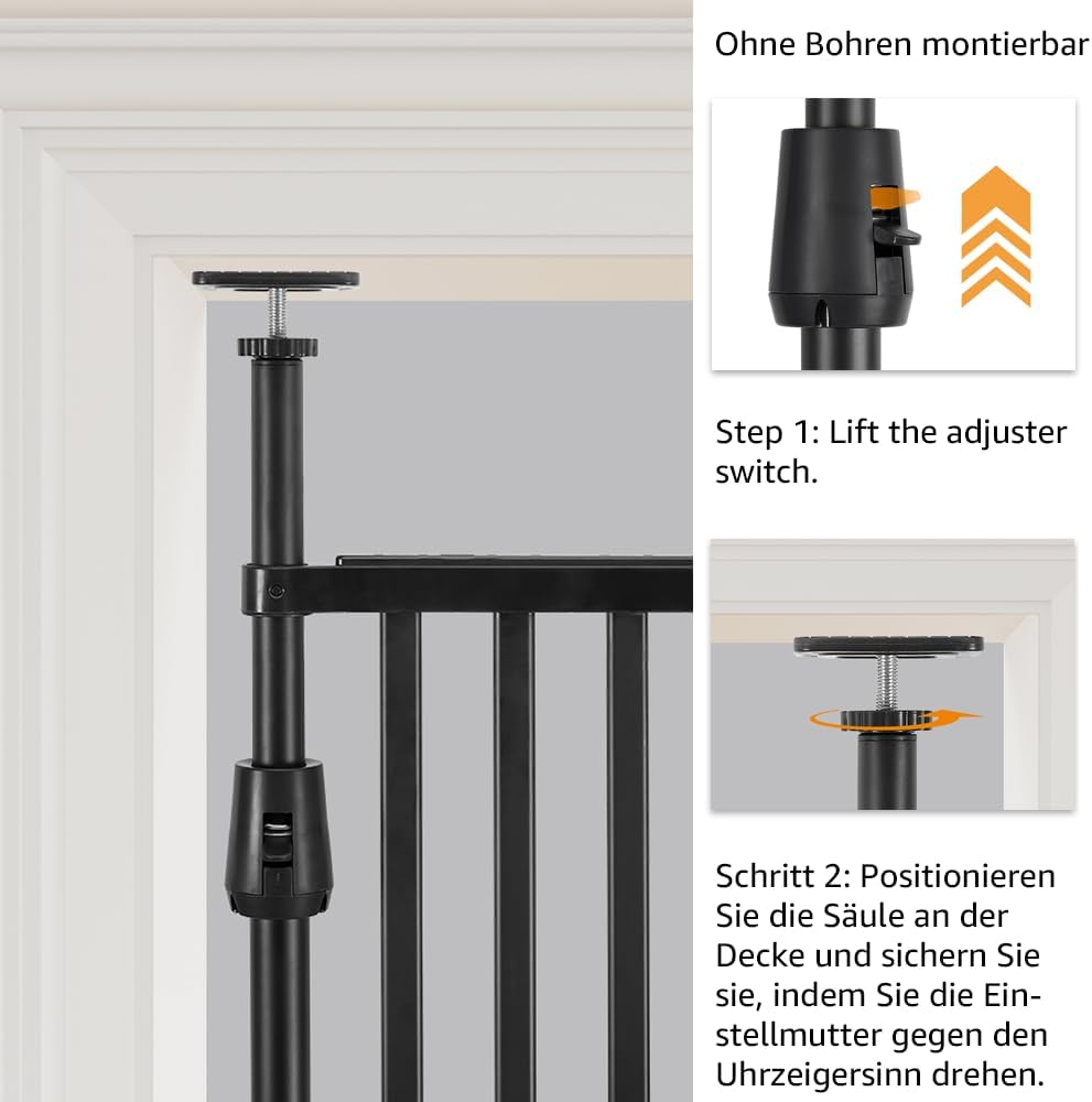 unipaws 190 cm extra hohes Katzengitter Tür, verstellbares Haustiertor mit engem Spalt, ausziehbar 1