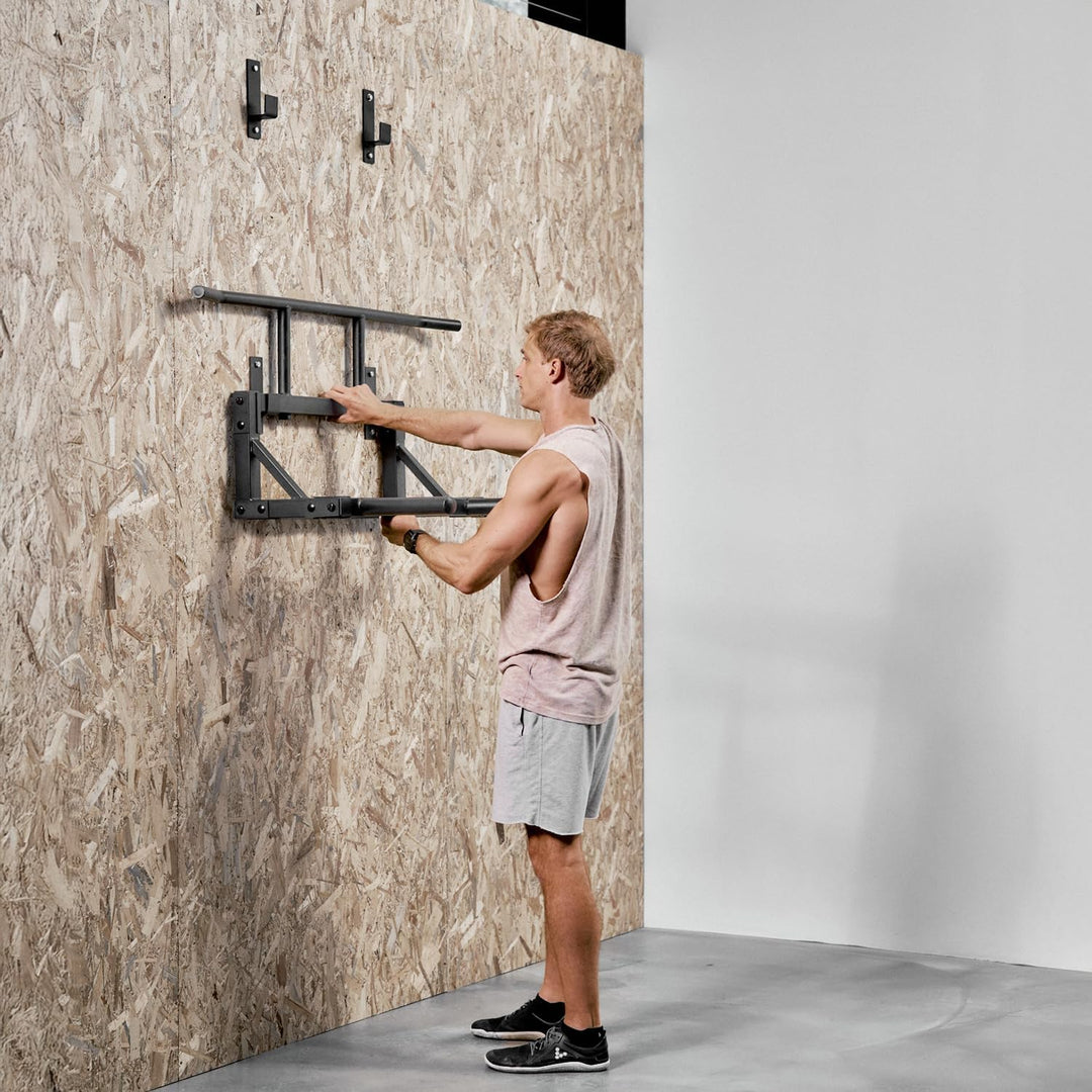 Klimmzugstange Wand 2 in 1 Klimmzüge & Dips | Verstärkter Stahl, Max. Belastung 250 kg | Wandmontage
