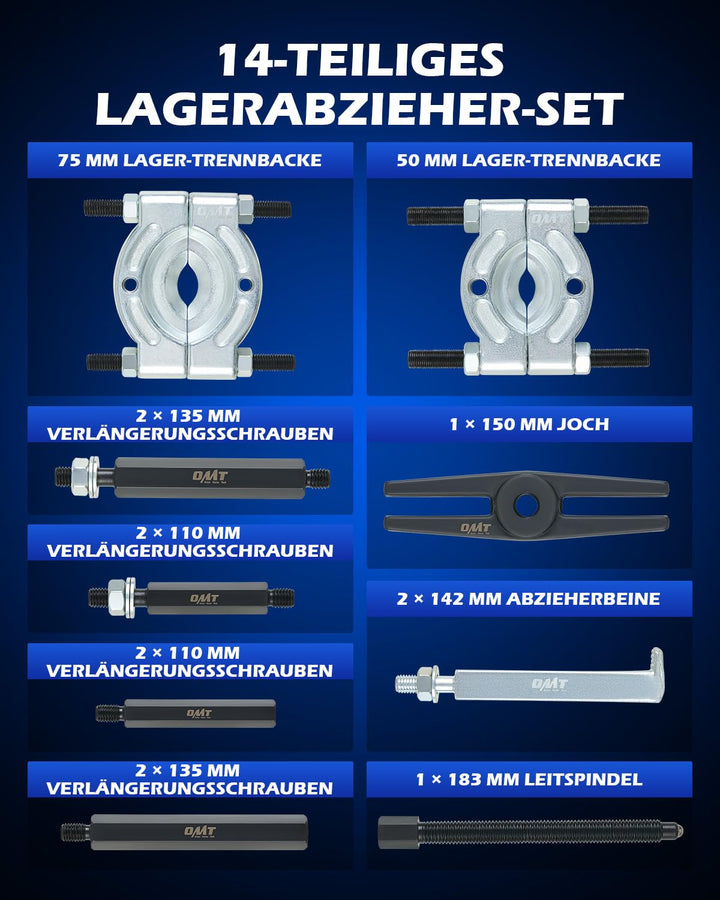 Orion Motor Tech Lagerabzieher Set 5 Tonnen, Lager Trennmesser Satz mit Lagerabzieher 2" und 3", Rad