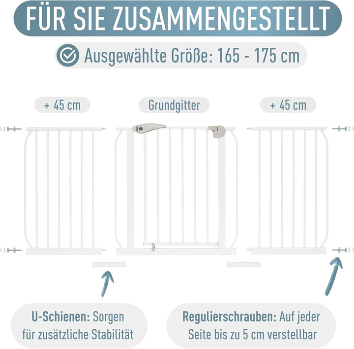 ib style® Berrin ! PREISSIEGER ! Treppengitter 58-175 cm | Ohnen Bohren |Auto-Close| 90° Stop | Einh