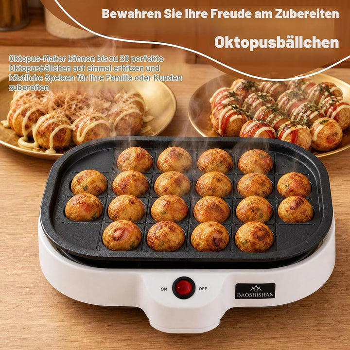 BAOSHISHAN Elektrische Takoyaki Maker Octopus Ball Maschine 20 Löcher Takoyaki Gerät für Zuhause 220