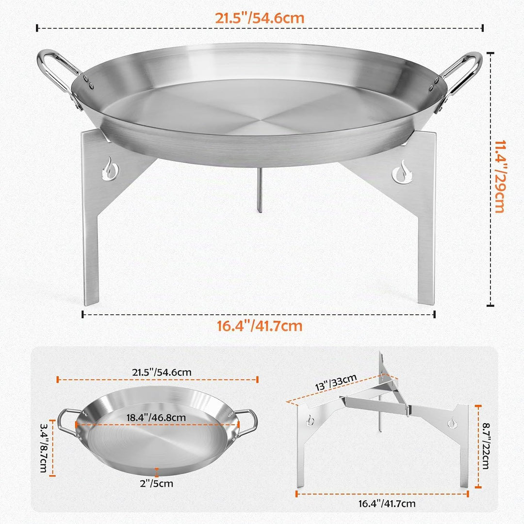 onlyfire Edelstahl Plancha mit Stativfuss für Solo Stove Bonfire 49.5cm Feuerstelle, Plancha Grillpl