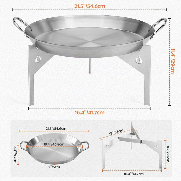 onlyfire Edelstahl Plancha mit Stativfuss für Solo Stove Bonfire 49.5cm Feuerstelle, Plancha Grillpl