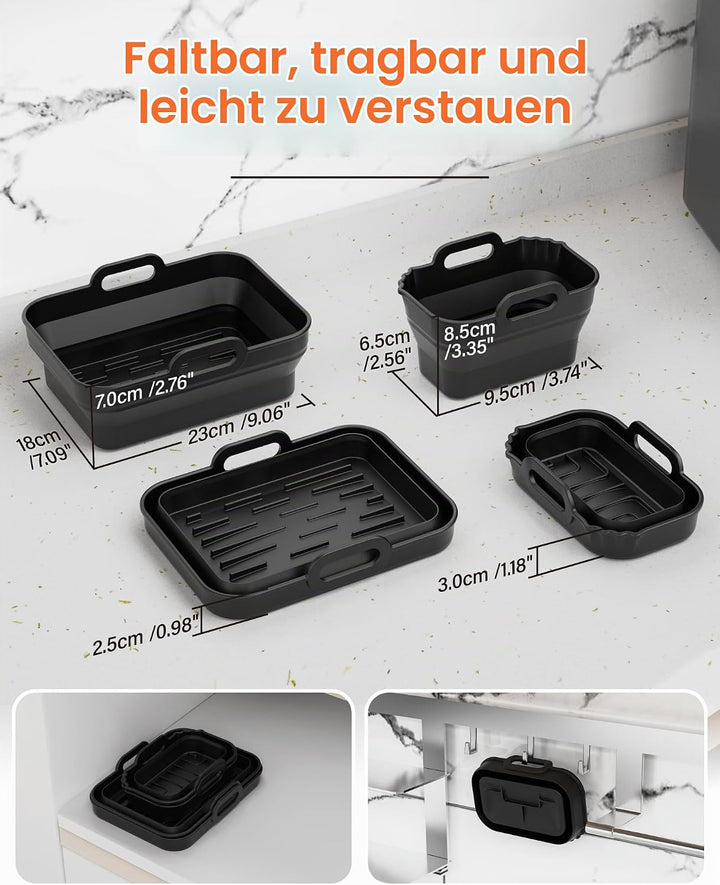 Silikonform Heissluftfritteuse, Airfryer Zubehör 4 Stück für Ninja AF400EU SL400EU AF451EU, COSORI,
