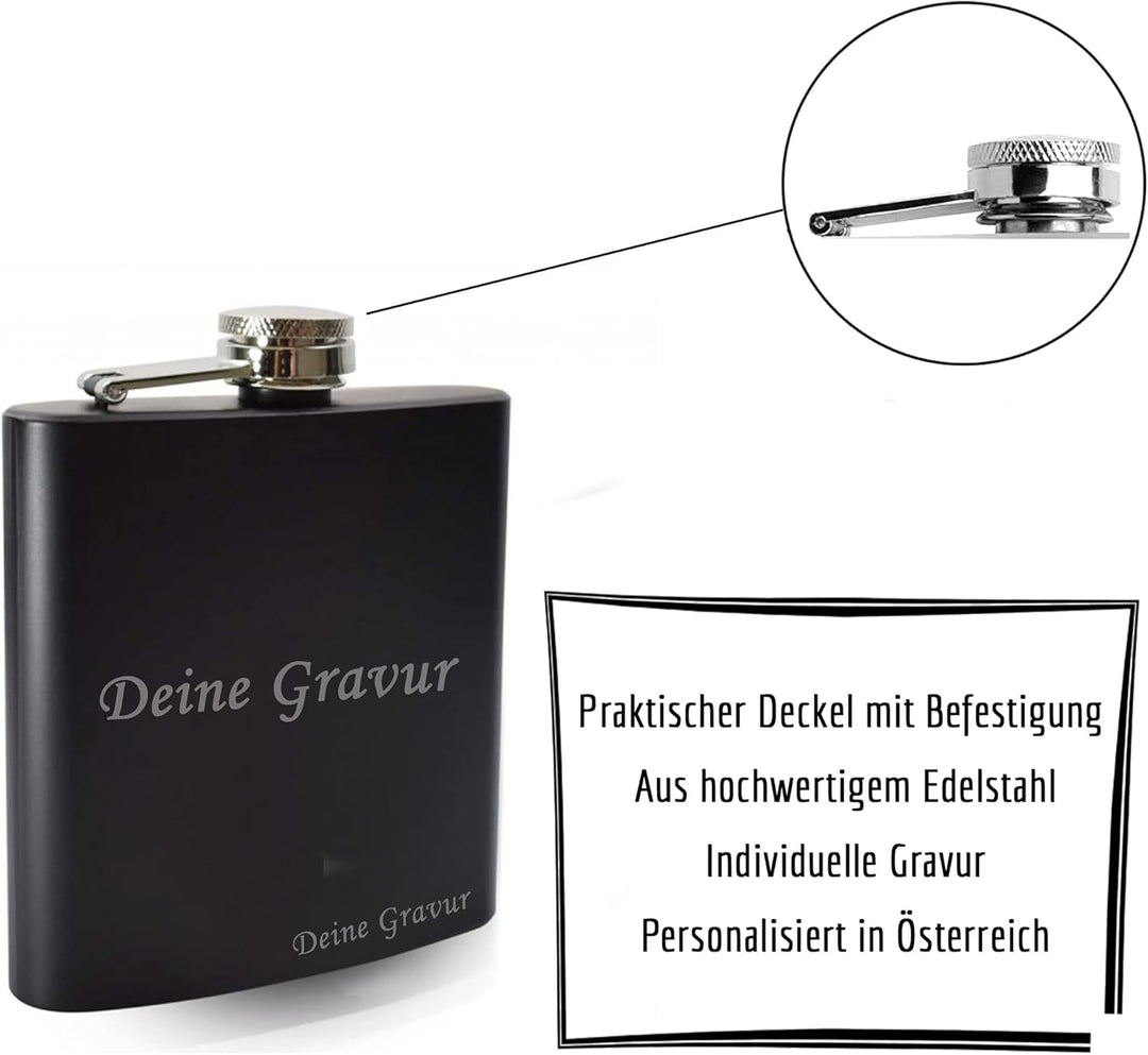 Flachmann Edelstahl mit Gravur personalisiert mit Sternzeichen, Namen und Datum | Geschenke für Männ