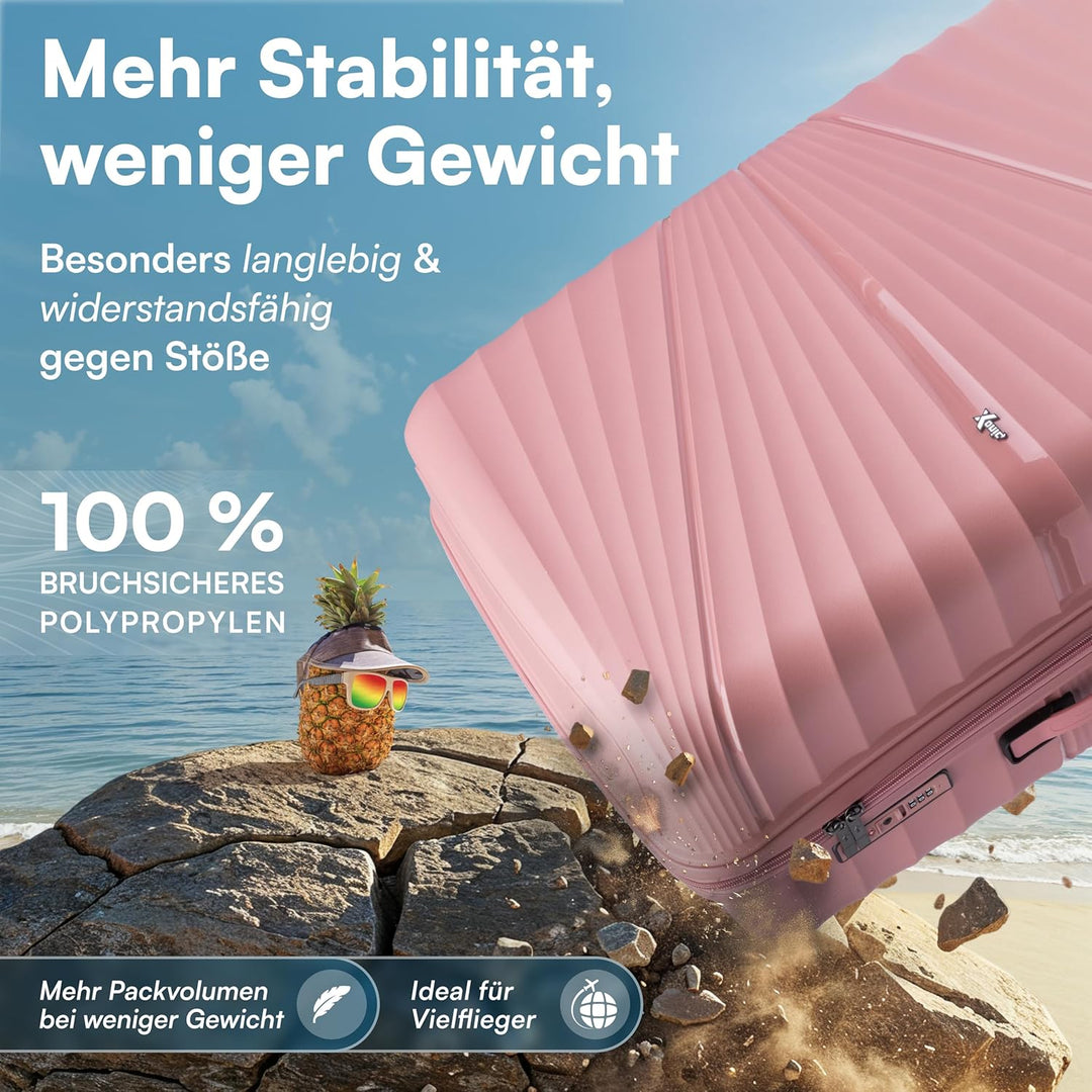 Xonic® Hartschalenkoffer L für 65L - Bruchsicherer Rollkoffer Polypropylen mit 360° Doppelrollen & T