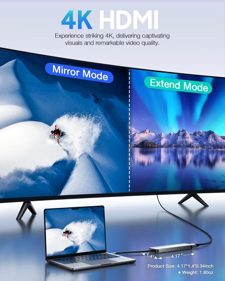 Hiearcool USB C Hub, Multi-Port Adapter für MacBook Pro, 7 in 1 Dongle kompatibel für USB C Laptops