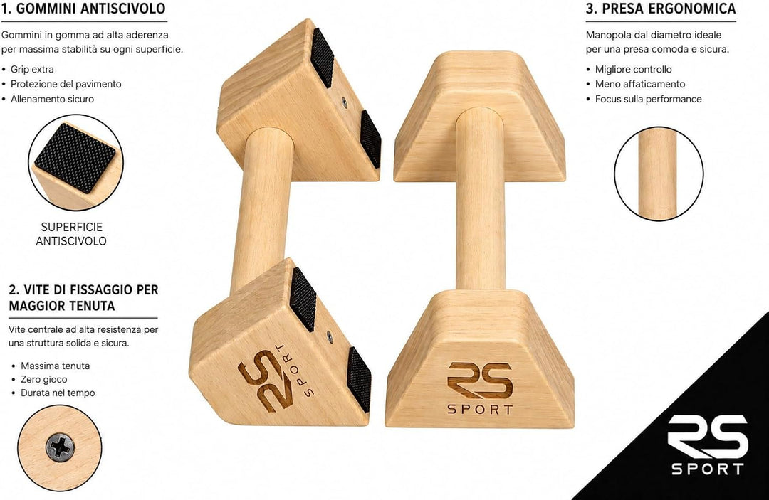 RS SPORT Calisthenics, Parallele aus Holz, niedrige Paralletten, Paralleline, Calisthenics, Push Up