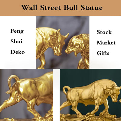 Cutfouwe Wall Street Bull & Bear Schlacht Harz Statue,Abstrakte Figur-Bull Bear Fight Financial Brok
