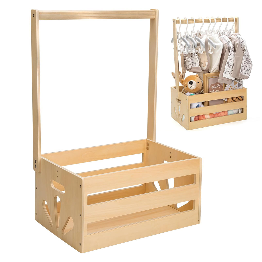 Holz Baby Geschenk Korb mit Griff, Holz Babyparty Kiste Kleiderschrank mit Griff Praktische Baby, De