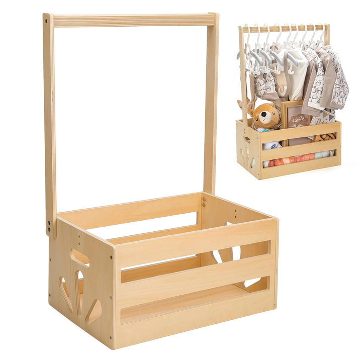 Holz Baby Geschenk Korb mit Griff, Holz Babyparty Kiste Kleiderschrank mit Griff Praktische Baby, De