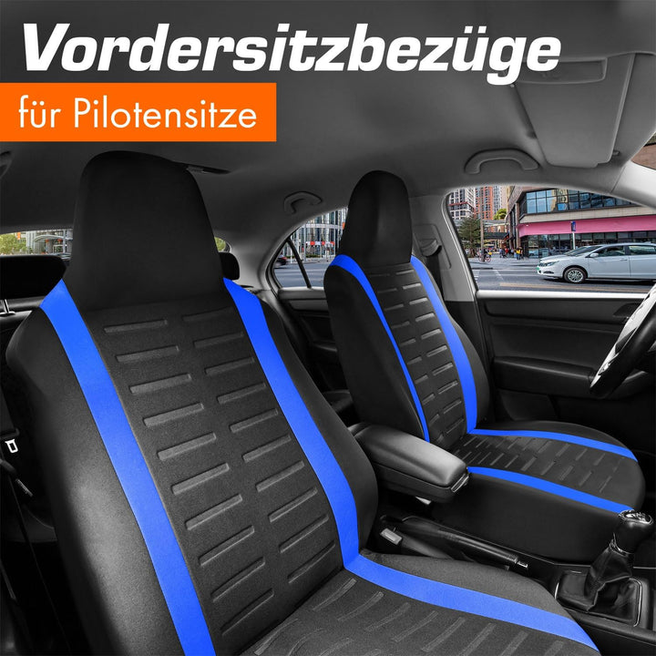 Upgrade4cars Autositzbezüge Set für Pilotensitze | Autositzbezug für die Vordersitze in Blau | Autos