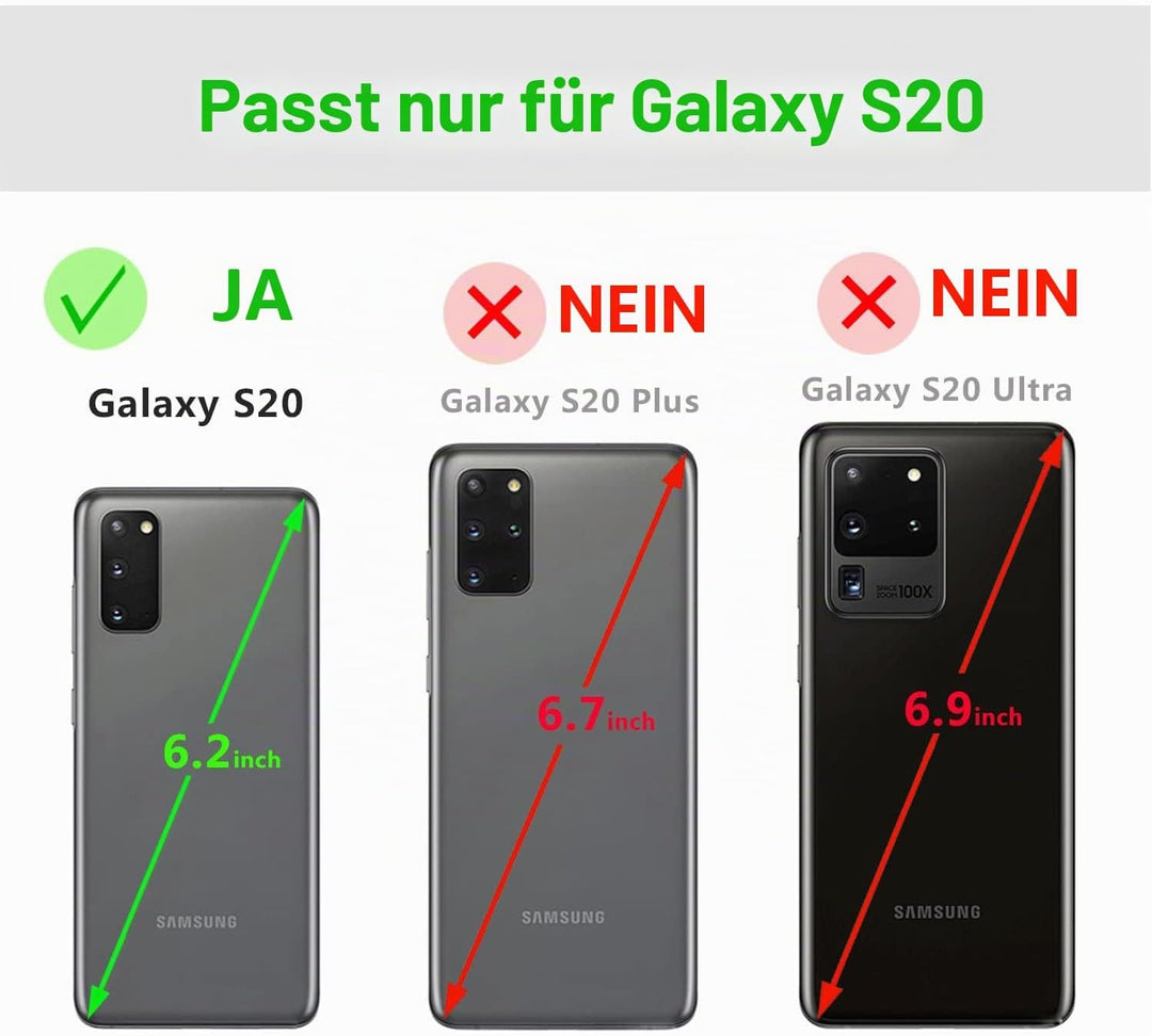 LENSUN Echtleder Hülle für Samsung Galaxy S20, Handyhülle [Echtes Leder] [Magnetverschluss] [RFID Bl