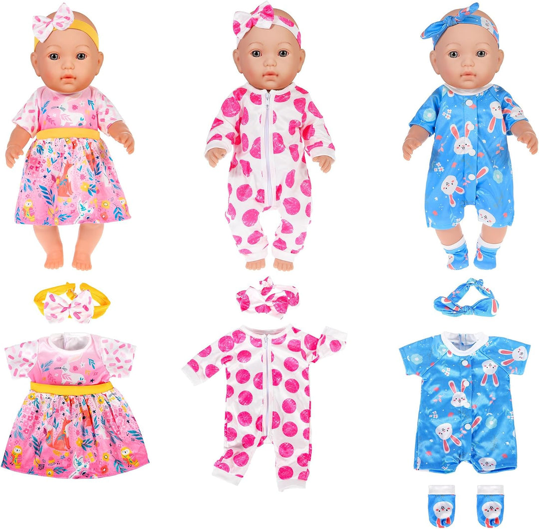 10-Sätze Puppenkleidung umfassen Kleid Outfits und Bikini für 43cm / 17 Zoll Neugeborene Babypuppen