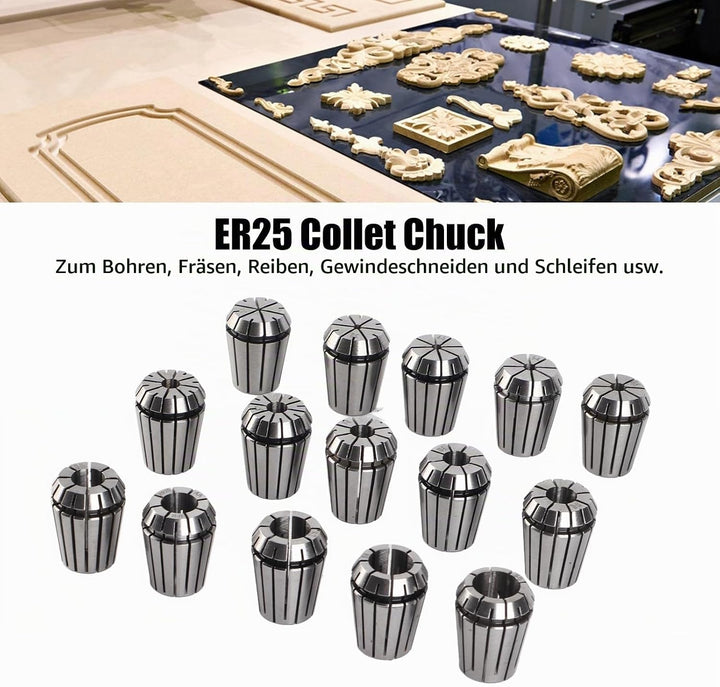 Spannzange, rostfreier Schnellarbeitsstahl ER25 Spannfutter mit Schlüssel für Fräsdrehwerkzeug
