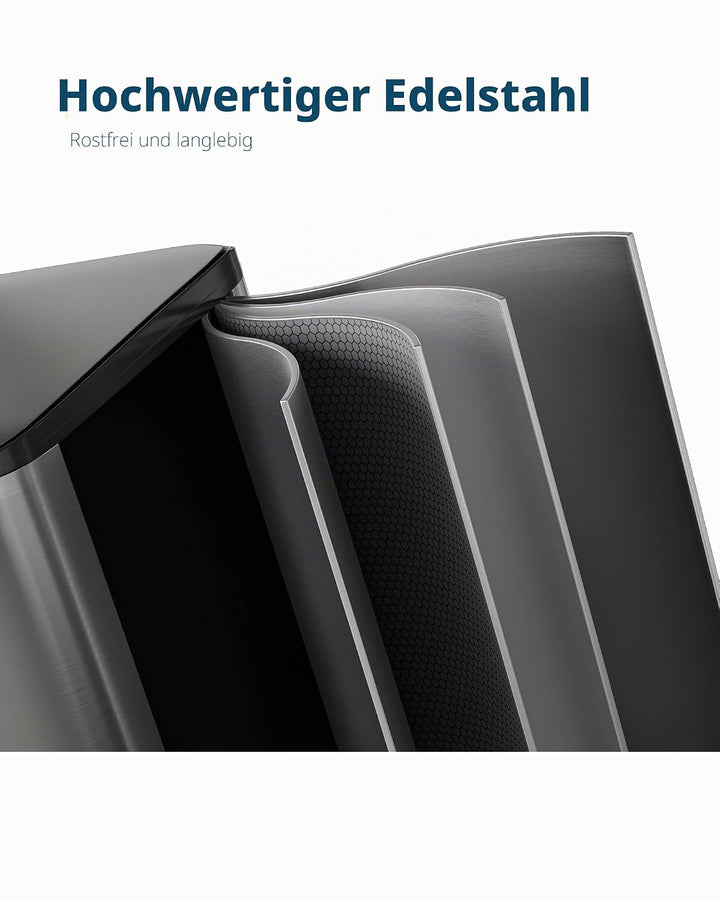 GarveeHome Mülleimer Küche, 2 x 30 L, Mülltrennsystem 2 Fächer, Metall-Tretmülleimer mit Seitlichem