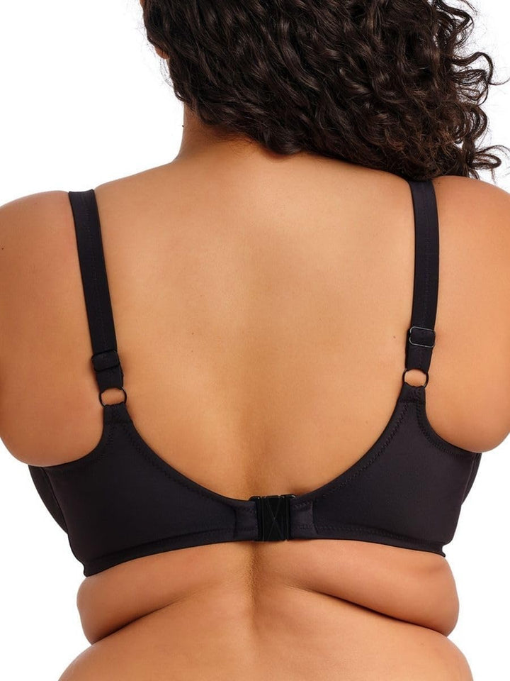ELOMI Schwimmen Einfarbig Segeln Bügel Plunge Bikini Top (38GG, Schwarz)