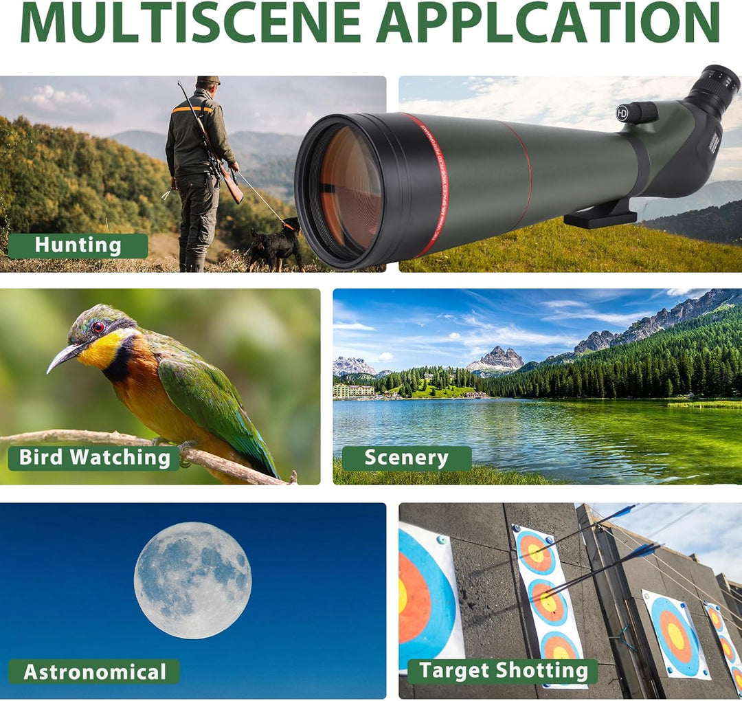 25-75x100 Spektive für Zielschiessen - HD Spektiv mit Stativ Tragetasche & Smartphone Halterung - BA