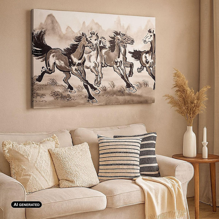 ARTTOR Bilder auf Leinwand 100x70cm Leinwandbild Pferd Abbildung Natur Gross Wanddeko Bild Schlafzim