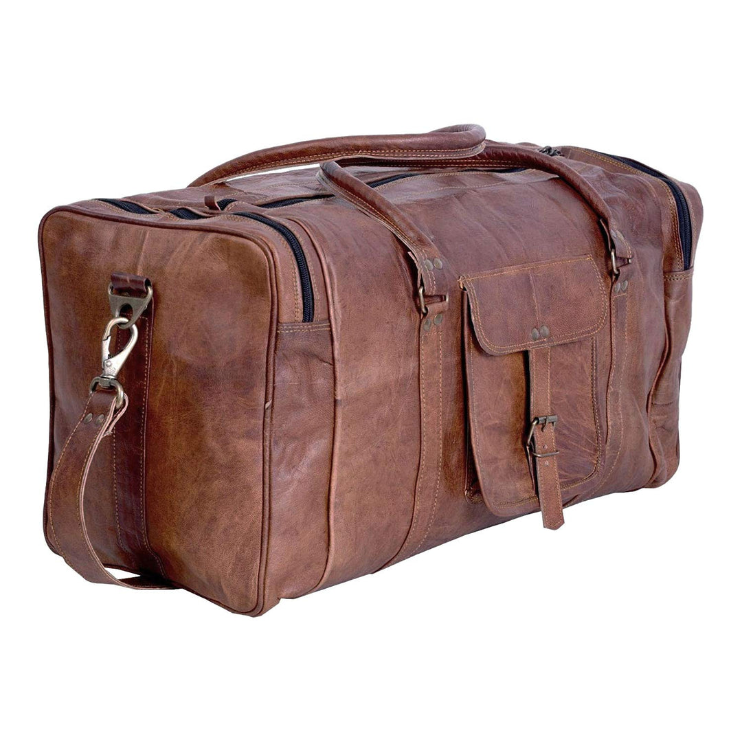 KPL 21-Zoll-Vintage-Leder-Duffel-Reise-Gym-Sport-Übernachtungs-Wochenend-Duffle-Taschen für Männer u