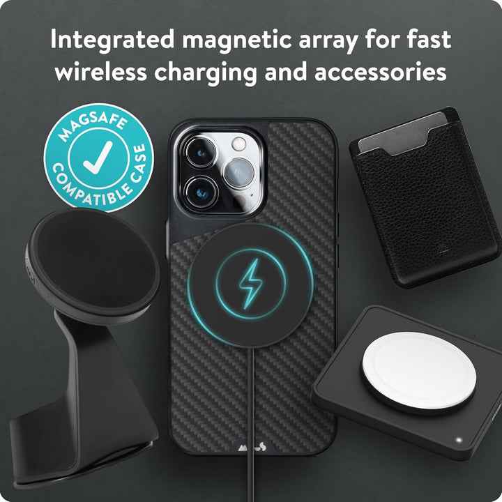 Mous - Hülle für iPhone 13 Pro Max - Carbonfaser - Limitless 4.0 - Handyhülle iPhone 13 Pro Max MagS
