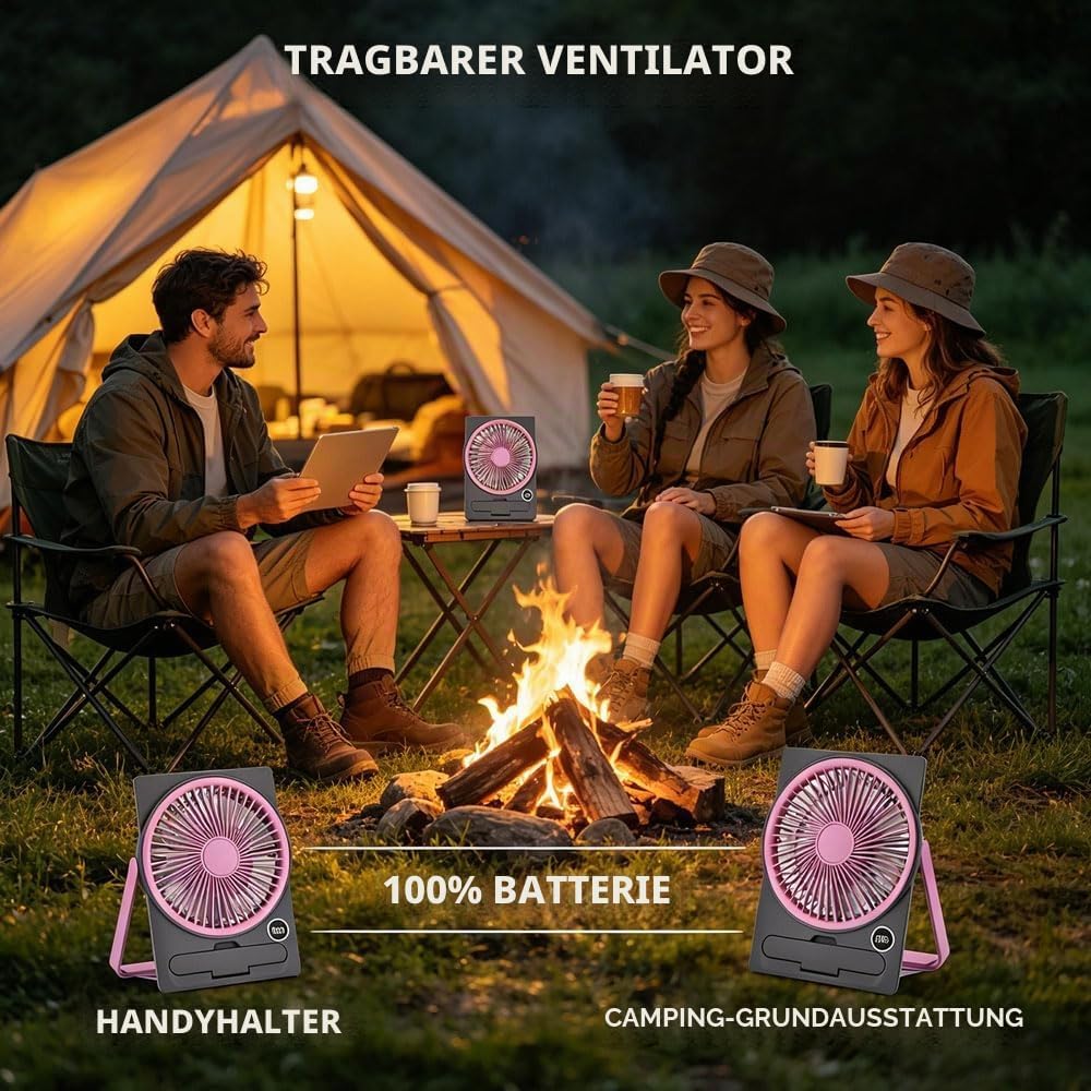 Tischventilator Klein, Mini Ventilator, USB Ventilator, Tischventilator Sehr Leise, 5 Geschwindigkei