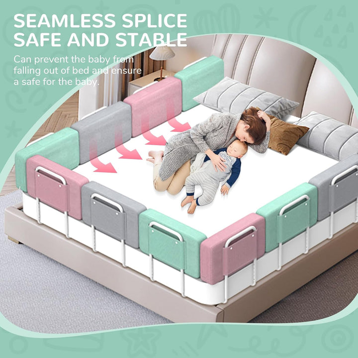 Bettgitter-Rausfallschutz &amp; Höhenverstellbares Baby-Kinderbett mit 50cm Breite Softschaum,Bettgitter