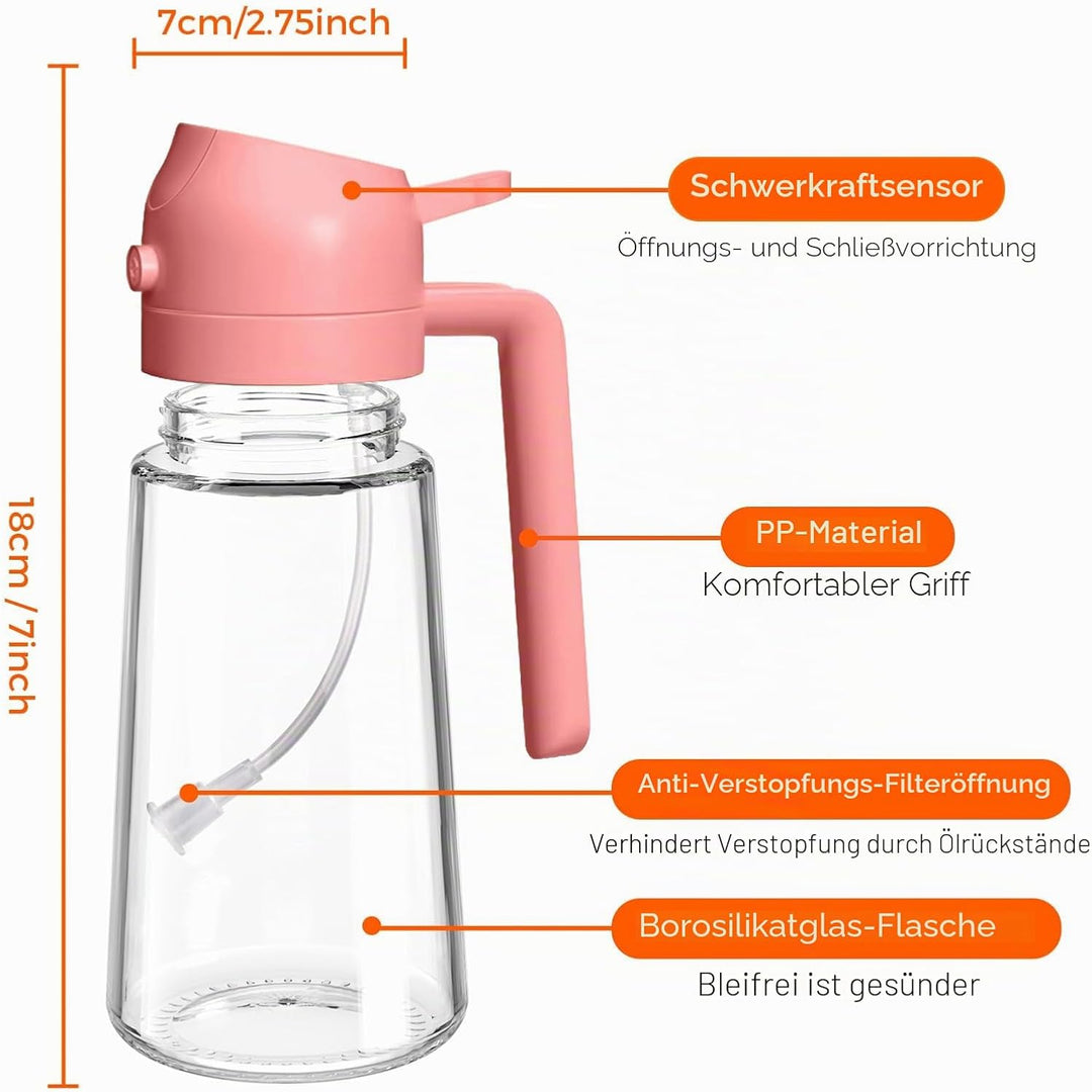 YARRAMATE 2 Stück 2 in 1 Ölsprüher für speiseöl, 470ml Öl Sprühflasche lebensmittelecht, Ölspray zum