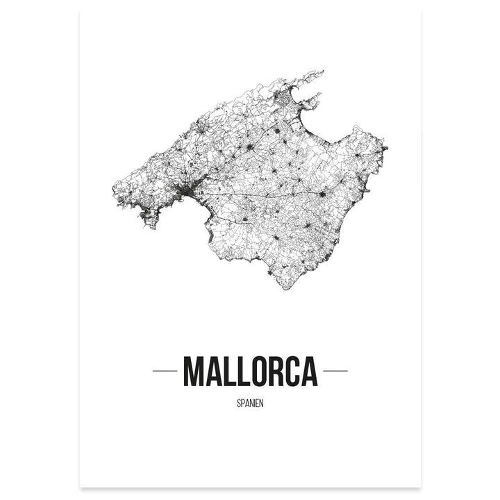 JUNIWORDS Stadtposter, Mallorca, Wähle eine Grösse, 40 x 60 cm, Poster, Schrift B, Weiss 40 x 60 cm