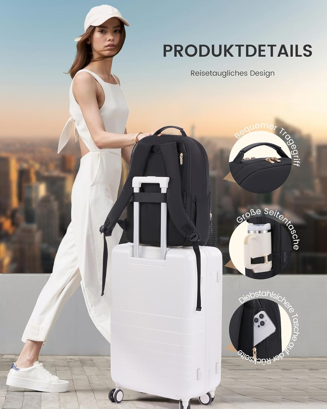 LOVEVOOK Laptop Rucksack Damen, Wasserdicht 15,6 Zoll Arbeitsrucksack Schulrucksack Teenager für Gro