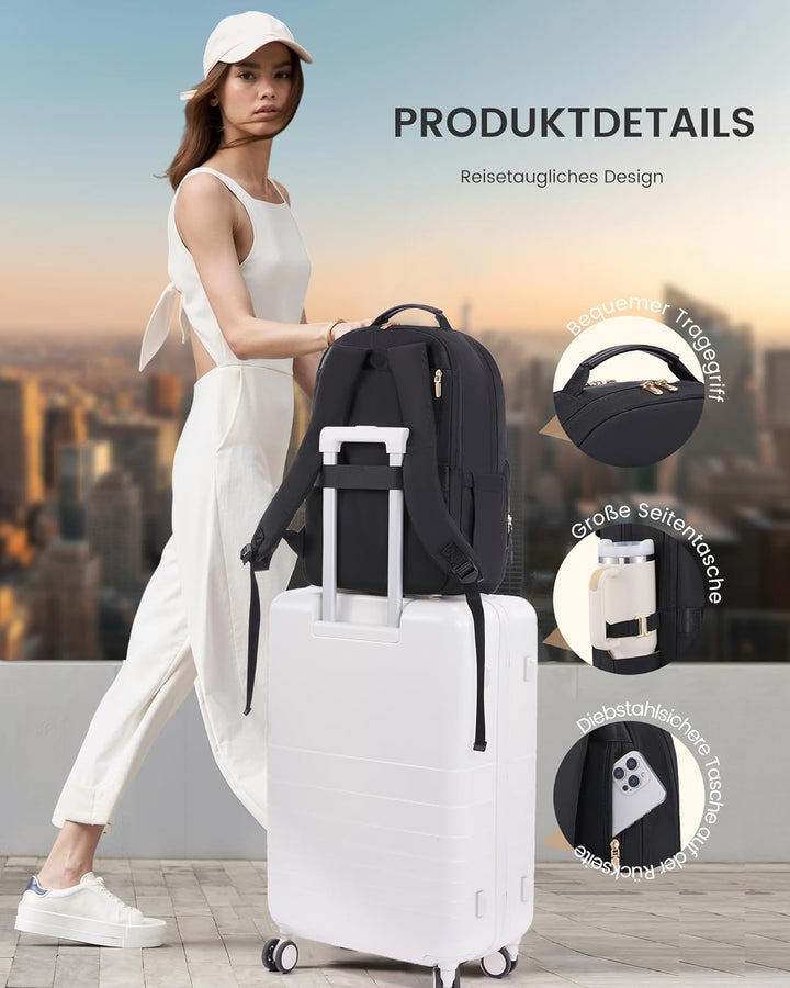 LOVEVOOK Laptop Rucksack Damen, Wasserdicht 15,6 Zoll Arbeitsrucksack Schulrucksack Teenager für Gro