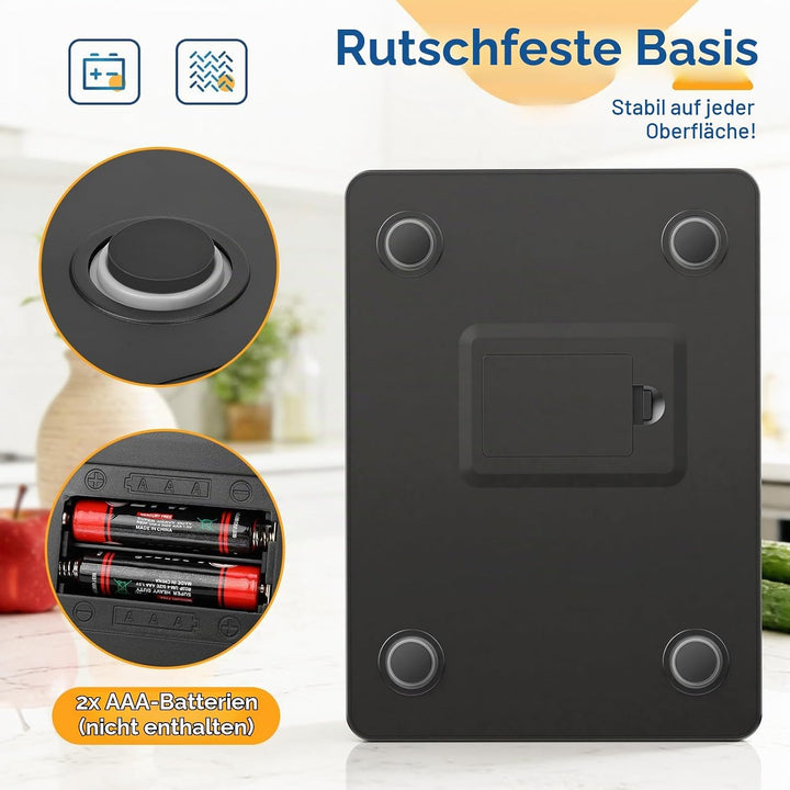 Zivacate 15kg Digitale Küchenwaage, 1g Präzision, Küchenwaage mit LCD Display, Grosse Edelstahl Wieg
