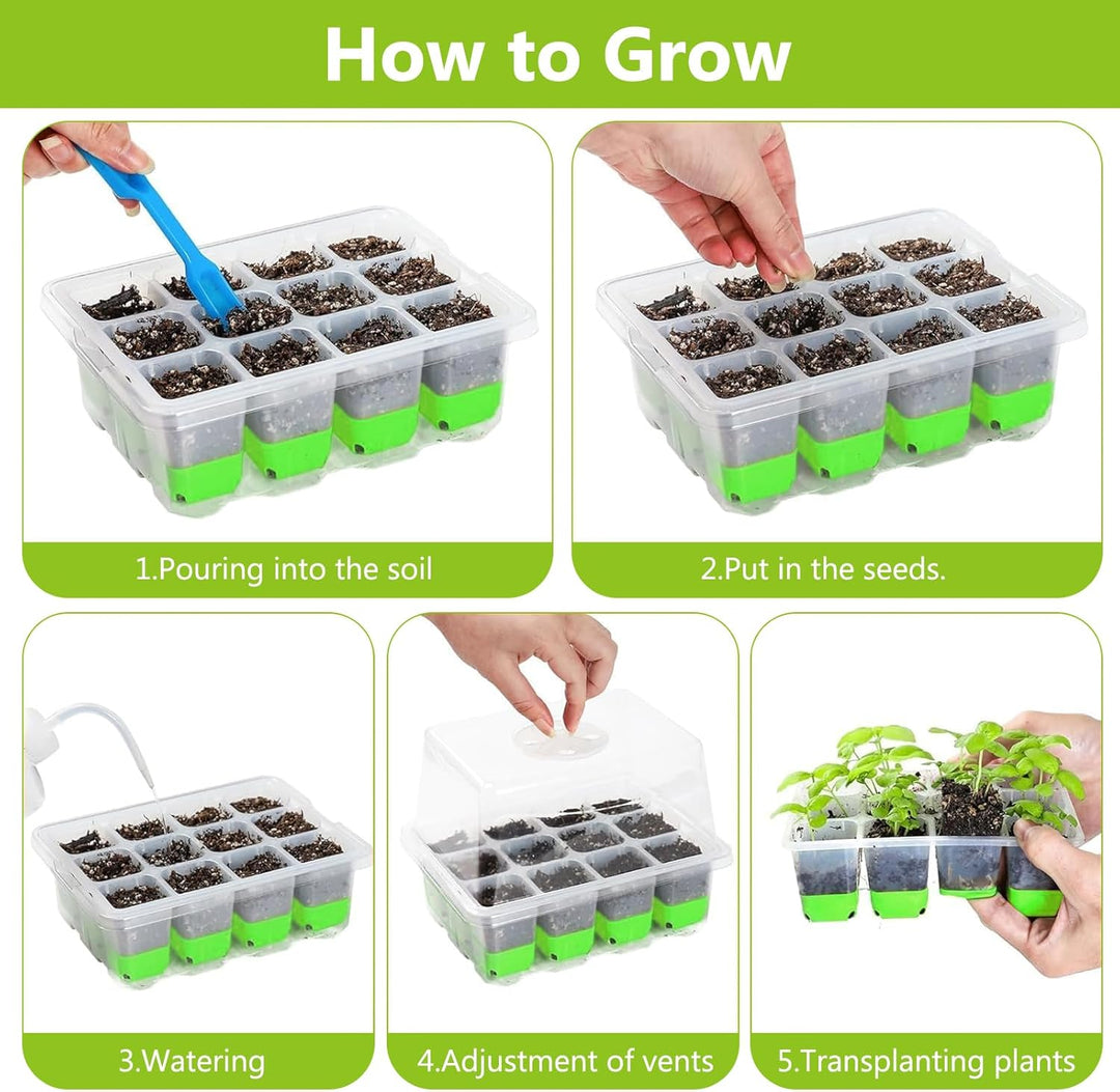 Zimmergewächshaus Anzuchtkasten: Wiederverwendbar Anzuchtplatte Topfplatte 4 Stück 12 Pflanzlöchern,