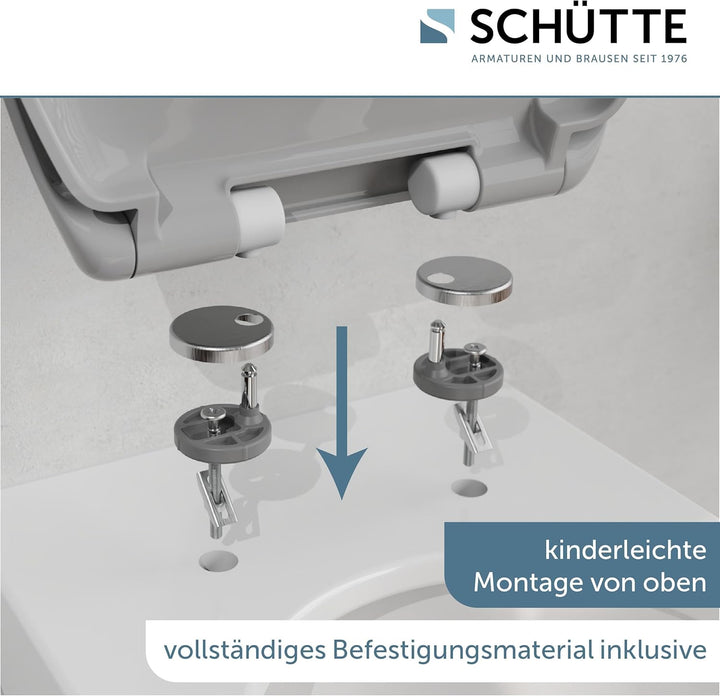 SCHÜTTE WC-Sitz mit Absenkautomatik, Abnehmbarer Klodeckel aus bruchsicherem Duroplast, Innovative D