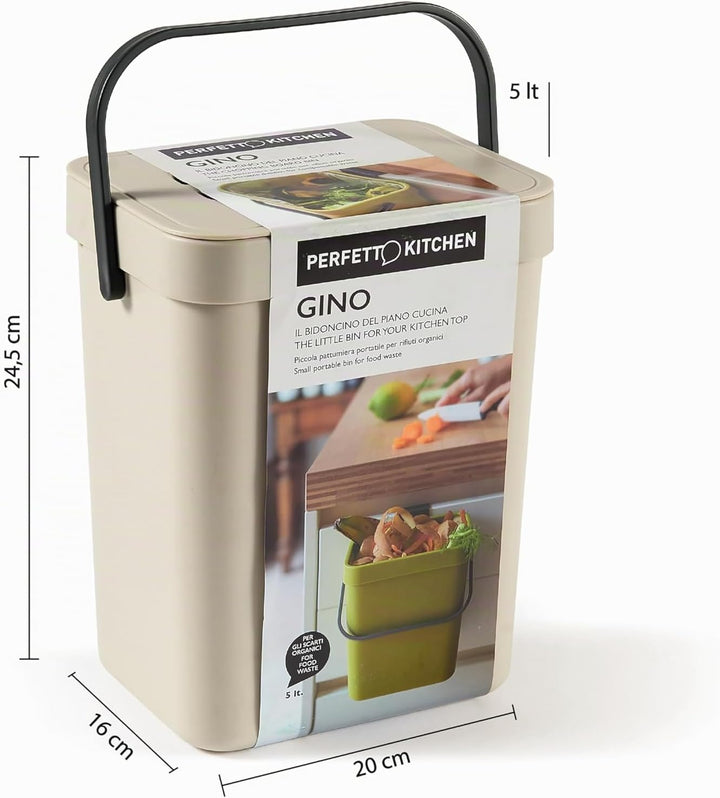 PERFETTO Mülleimer/organischer Abfall zum Aufhängen – Gino – 5 l – Eis