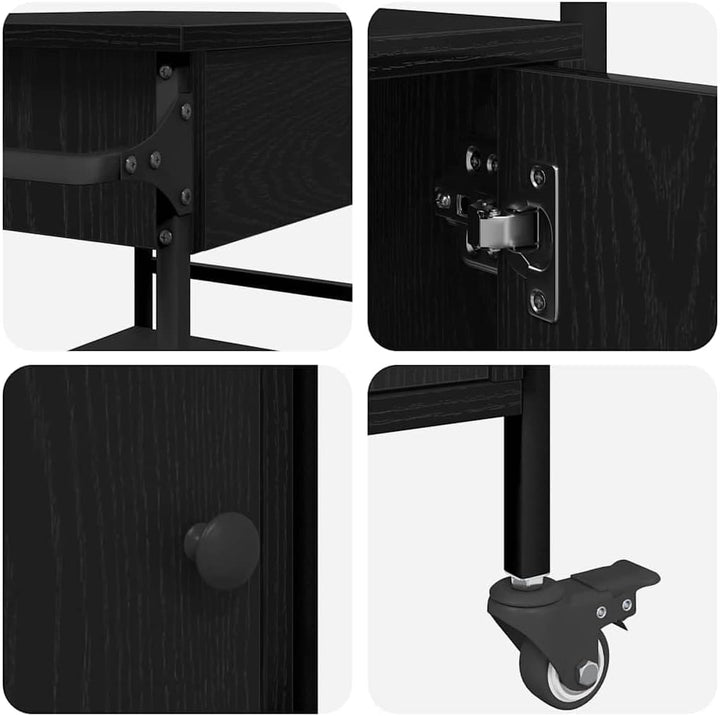 vidaXL Küchentrolley Schwarz Eichen-Optik 56 x 43 x 89,5 cm, Moderner Küchenwagen, praktisches Troll