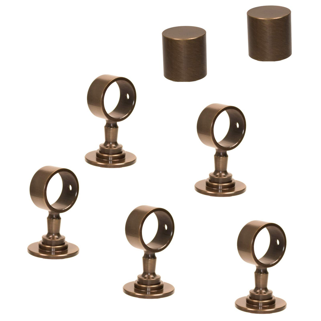 2 Endkappen und 5 Seilträger "bronziert" für 30mm Handlaufseil 2 Endkappen & 5 Seilträger, 2 Endkapp