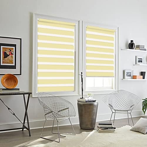 Eurohome Doppelrollo Klemmfix ohne Bohren, Duo Rollo,40cm x 130cm (Stoffbreite 36 cm) Beige Transpar