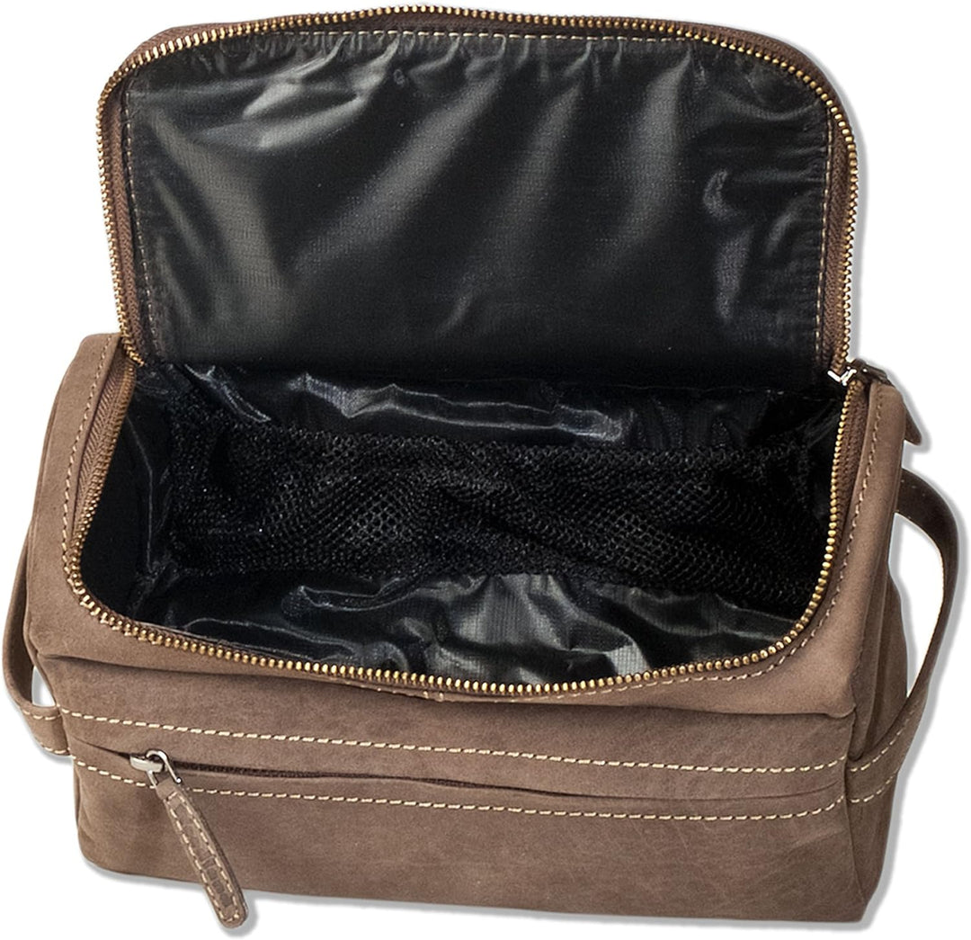 Grosse KULTURTASCHE WASCHTASCHE der Marke Woodland aus weichem, naturbelassenem Büffelleder in Dunke