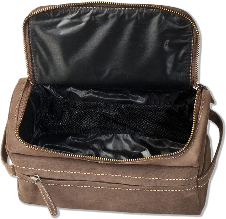 Grosse KULTURTASCHE WASCHTASCHE der Marke Woodland aus weichem, naturbelassenem Büffelleder in Dunke