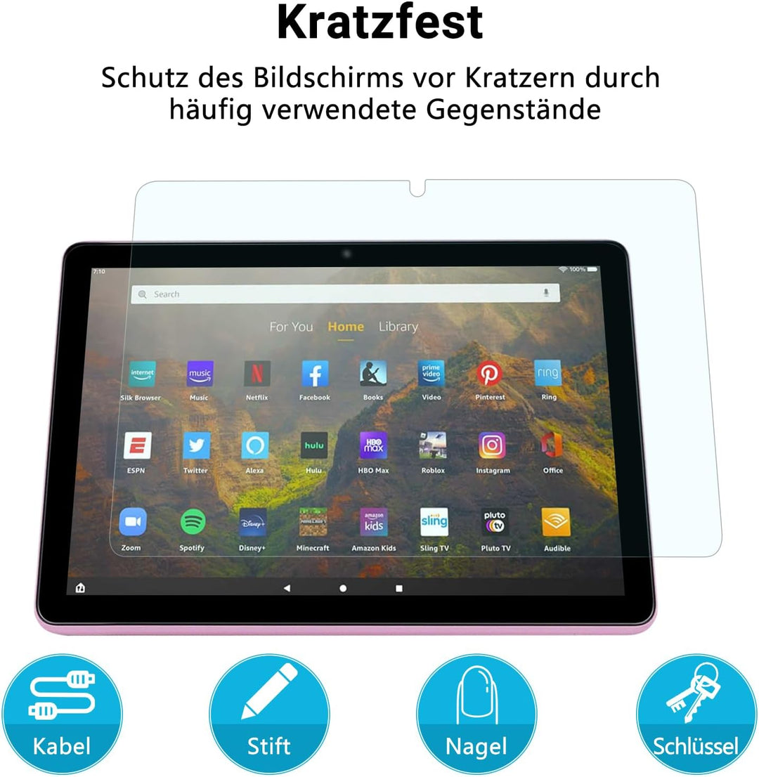 PYS Anti Blaulicht Schutzfolie für Fire HD 10/10 Kids Tablet Anti Glare Kratzfest Blaulichtblock um