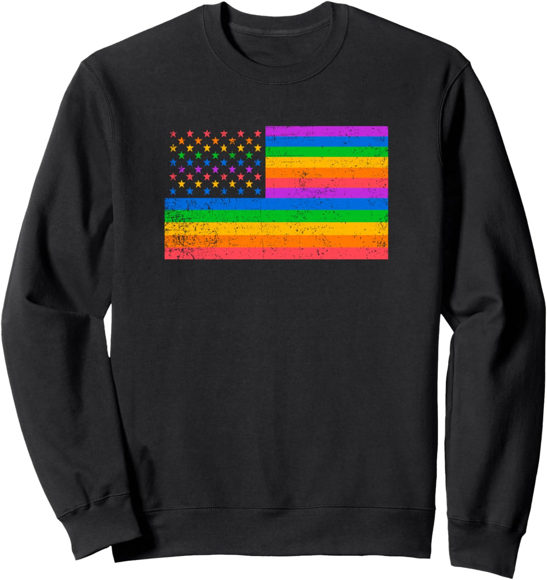 USA-Amerikanische Grunge Flagge LGBTQ Ally Gay Pride Sweatshirt