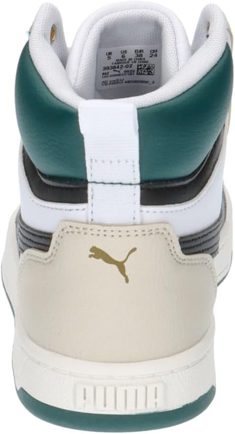 PUMA Unisex Kinder Caven 2.0 Mid Jr Sneaker 37.5 EU Puma White Puma Black Alpine Snow Malachite Gold