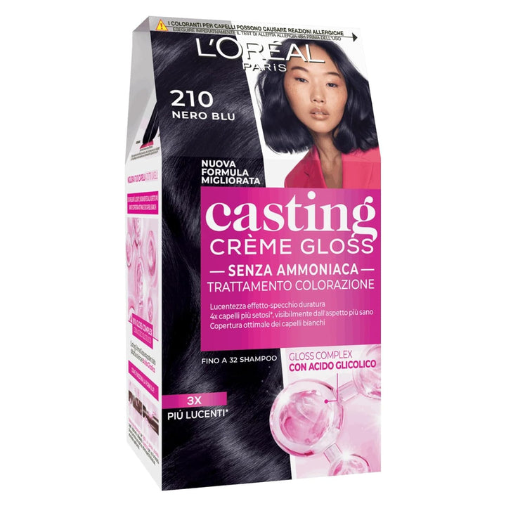 L'Oréal Paris Coloration Casting Creme Gloss Farbe 210 Schwarz-Blau – 2 Farbtöne 2 Tinte Casting 210